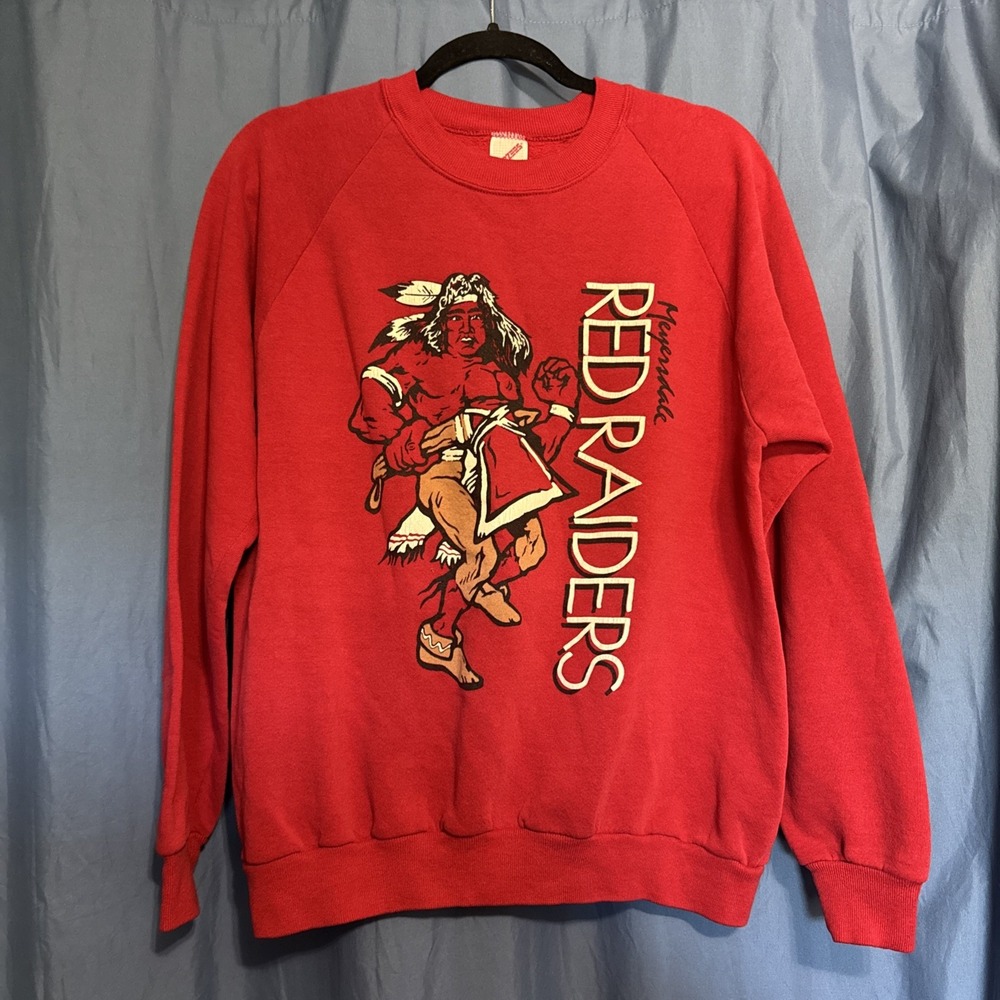Vintage Meyersdale Red Raiders Men's XL Sweatshirt Native American Mascot USA